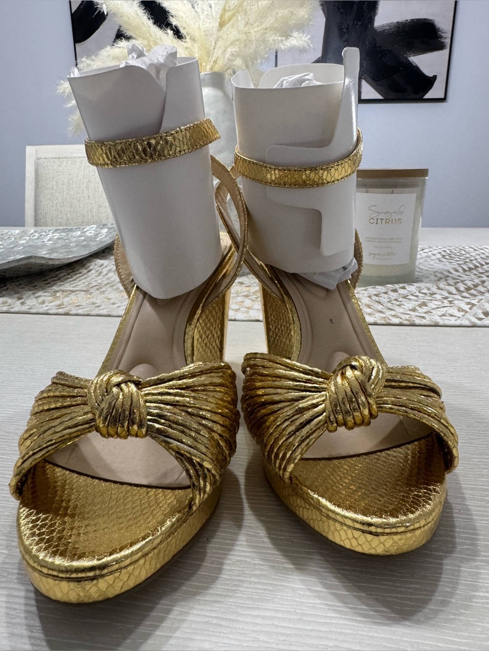 Jessica Simpson Women's Darleena Heels Platform Sandal Gold Metallic